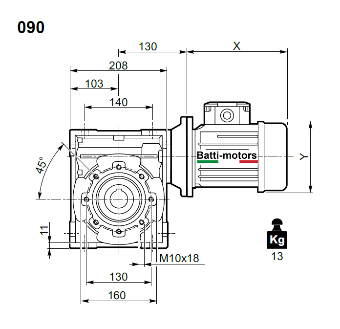 BR 90 25 90B5 (24/200) червячный редуктор Batti-Motors